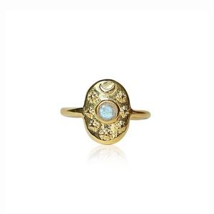 The Sheba Ring with Labradorite in Gold Vermeil, Celestial Jewelry